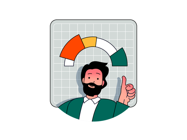 Businessman managing dashboard  Illustration