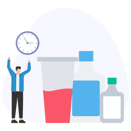 Businessman managing drinking schedule  Illustration