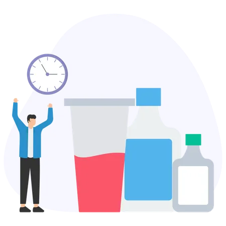 Businessman managing drinking schedule  Illustration