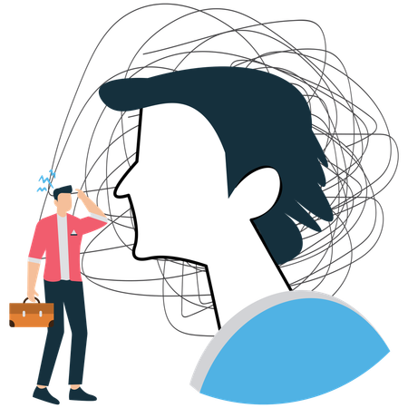 Businessman managing excessive overthinking  Illustration
