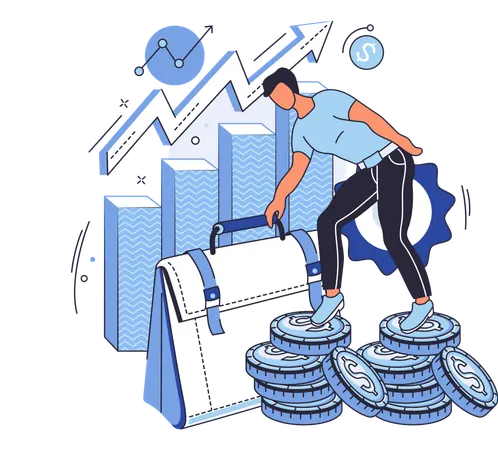 Businessman managing financial portfolio  Illustration