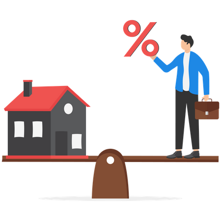 Businessman managing house loan percentage  Illustration