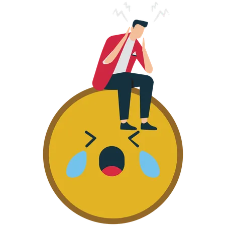 Businessman managing Negative Emotions at Work  Illustration