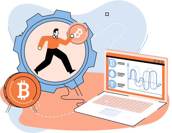 Businessman managing on cryptocurrency market  Illustration