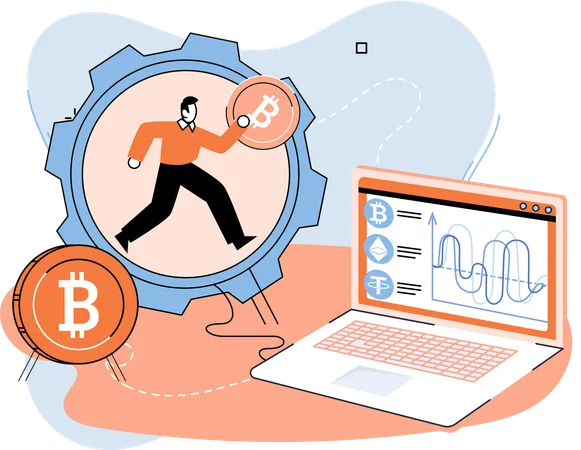 Businessman managing on cryptocurrency market  Illustration