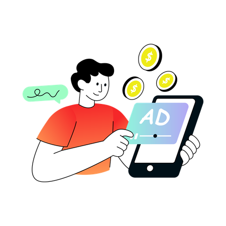 Businessman managing online Ad Revenue  Illustration