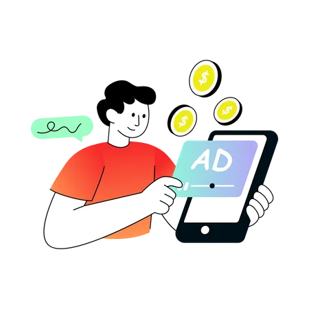 Businessman managing online Ad Revenue  Illustration