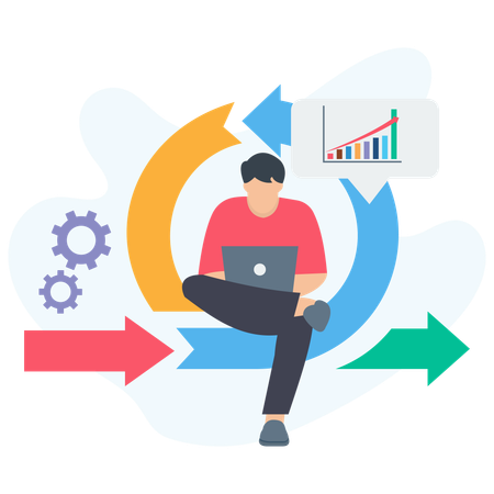 Businessman managing Product Statistics  Illustration