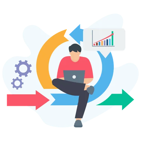 Businessman managing Product Statistics  Illustration