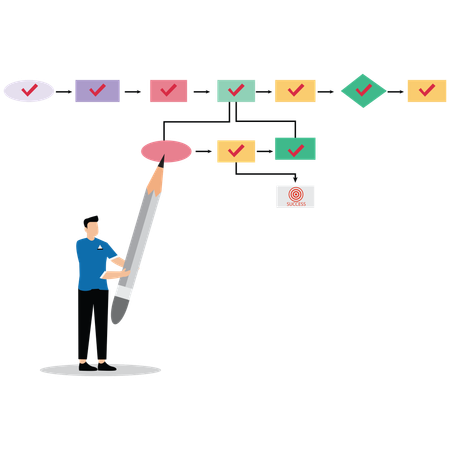 Businessman managing project timeline  Illustration