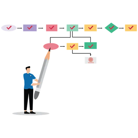 Businessman managing project timeline  Illustration