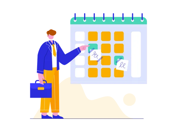 Businessman managing Schedule on calendar Illustration