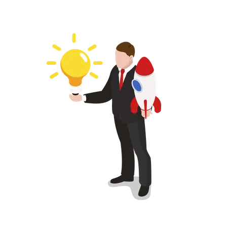 Businessman managing startup idea  Illustration