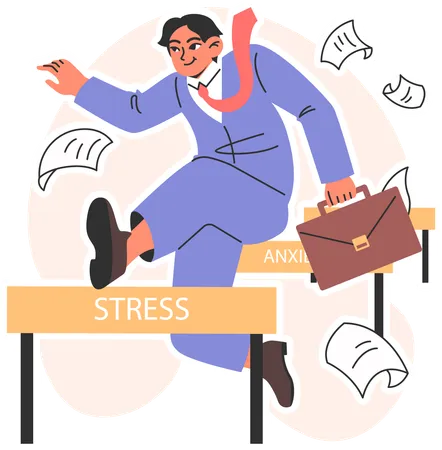 Businessman managing stress and anxiety using coping strategies  イラスト