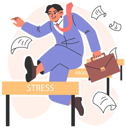 Businessman managing stress and anxiety using coping strategies  Illustration