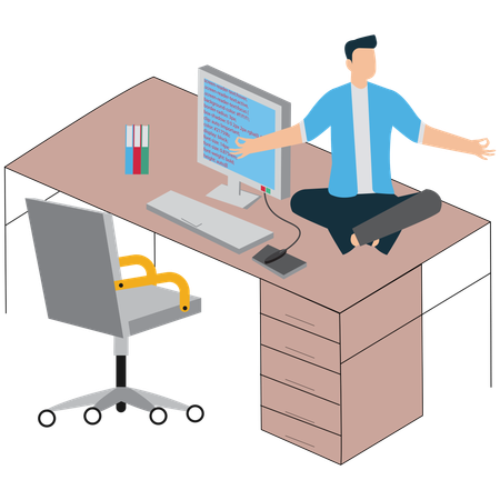 Businessman Managing Stress in Workplace  Illustration