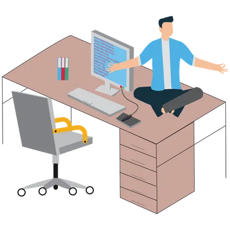 Businessman Managing Stress in Workplace  Illustration