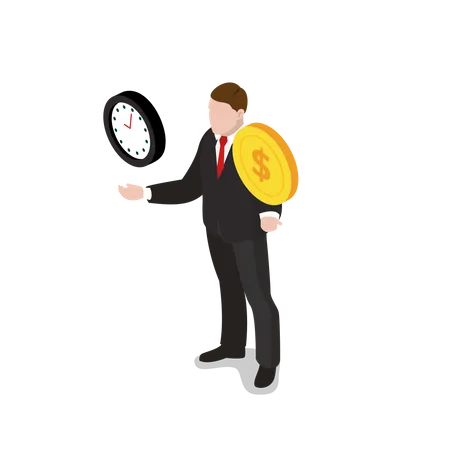Businessman managing time with money Illustration
