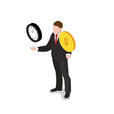 Businessman managing time with money  Illustration