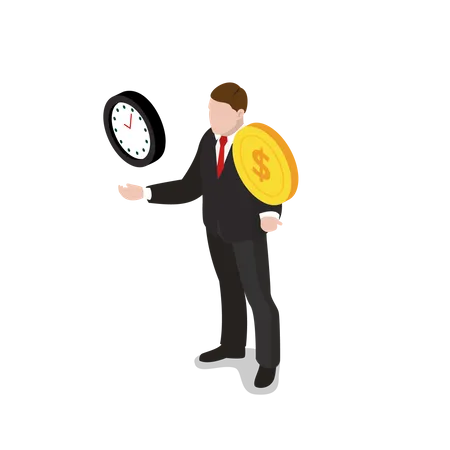 Businessman managing time with money  Illustration