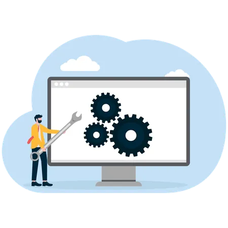 Businessman managing website  Illustration