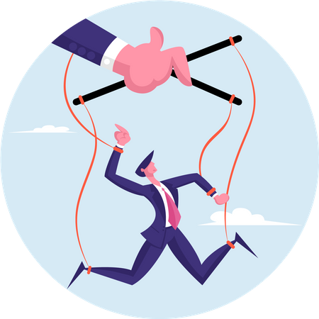 Businessman manipulating employee  イラスト
