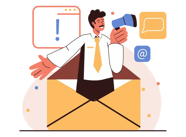 Businessman marketing through email services  Illustration