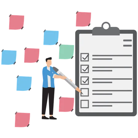 Businessman marking business checklist  Illustration