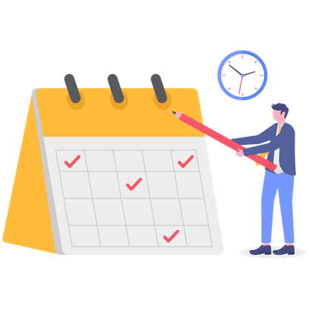 Businessman marking project schedule  Illustration
