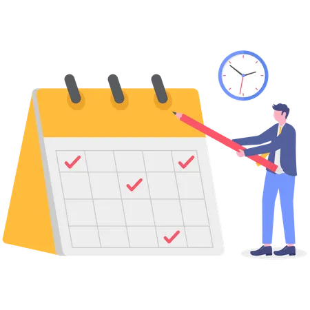 Businessman marking project schedule  Illustration