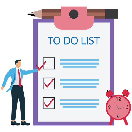 Businessman marks Complete to do list  Illustration