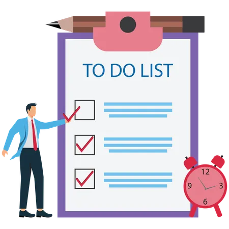 Businessman marks Complete to do list  Illustration