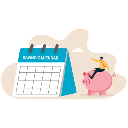 Businessman marks saving calendar  Illustration