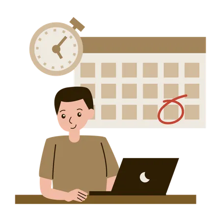 Businessman marks Task Deadline  Illustration