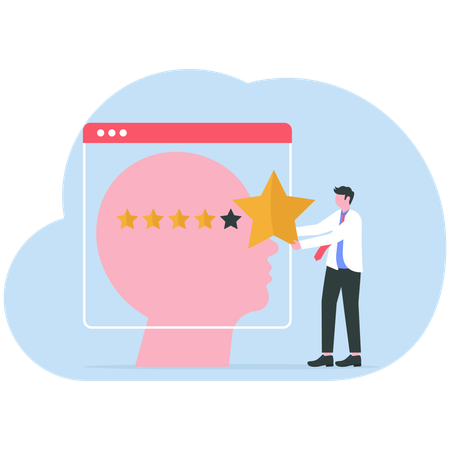 Businessman measures employee performance  Illustration