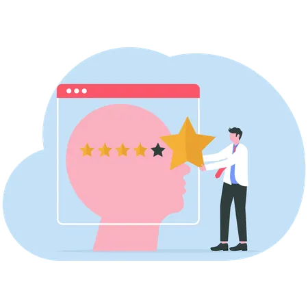 Businessman measures employee performance  Illustration