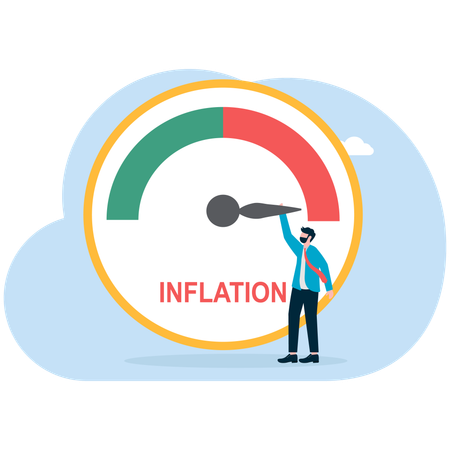 Businessman measures inflation rate  Illustration