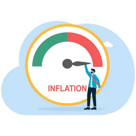 Businessman measures inflation rate  Illustration