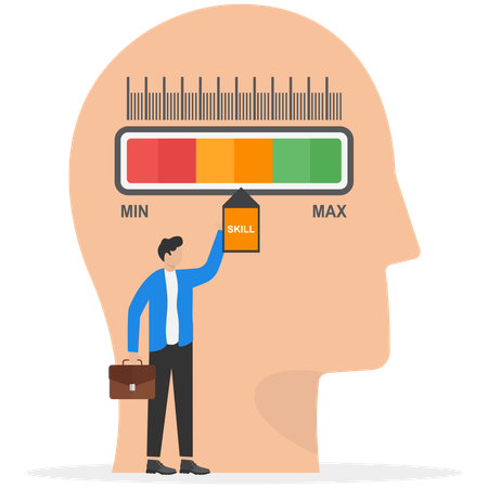 Businessman measures mind development  Illustration