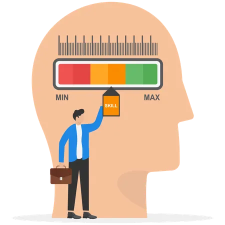 Businessman measures mind development  Illustration