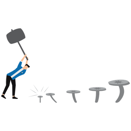 사업가가 기술 수준 성장을 측정합니다.  일러스트레이션