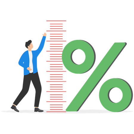 Businessman measuring business growth percentage  Illustration
