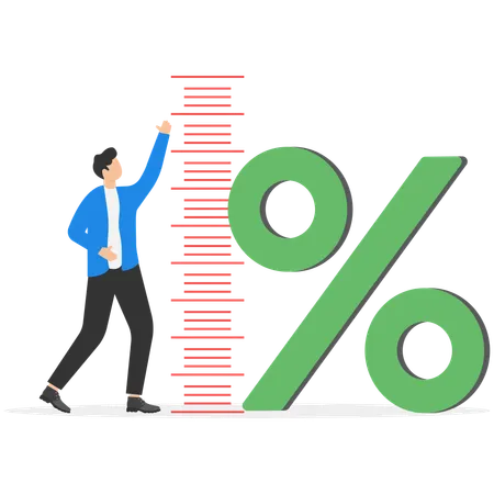 Business Percentage Symbol Measuring The Growth On The Background Of Wall Illustration