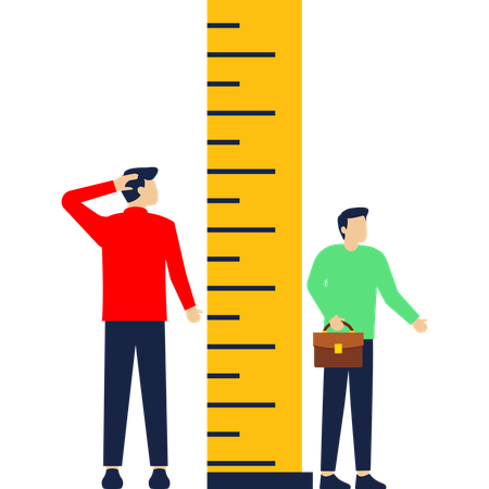 Businessman measuring business heights  Illustration