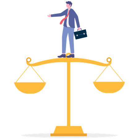 Businessman measuring business scales  Illustration
