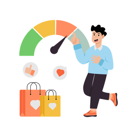 Businessman measuring Customer Satisfaction level  Illustration