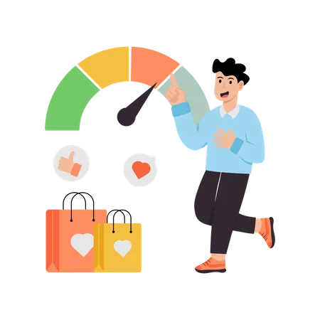 Businessman measuring Customer Satisfaction level  Illustration