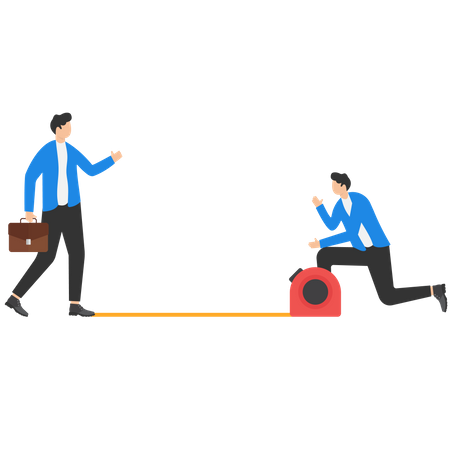 Businessman measuring distance to competitor position  Illustration
