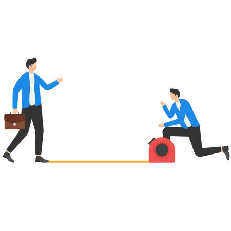 Businessman measuring distance to competitor position  Illustration