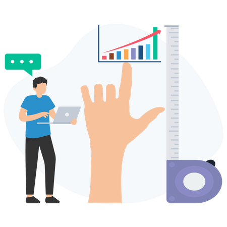 Businessman measuring growth scale  Illustration